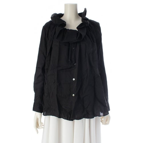 コムデギャルソン コムデギャルソン AD2022 23SS キュプラ 襟 ギャザー キュプラ 長袖シャツ RK-B018 ブラック