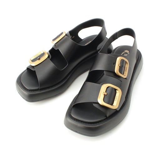 トッズ レザー ベルクロ サンダル シューズ ブラック 38