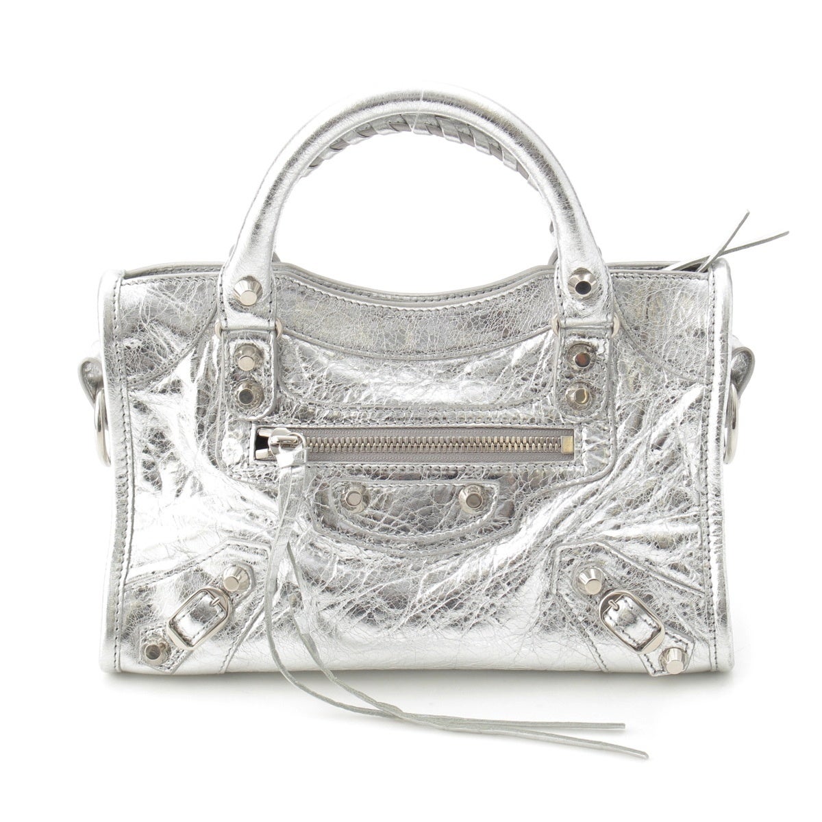 BALENCIAGA バレンシアガ LE CITY ル シティ ミニ 2WAY レザー ハンドバッグ ショルダーバッグ ホワイト レザー 806395 ブラック金具 BALENCIAGA（バレンシアガ） LE CITY ル シティ ミニ 2WAY レザー