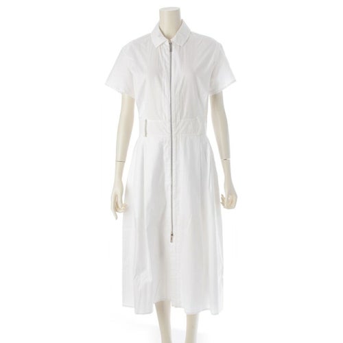 エルメス 24SS コットン ジップアップ モザイク シャツ ワンピース ドレス ホワイト 36