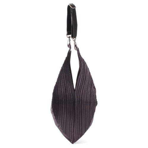 イッセイミヤケ 変形 立体 バイカラー ダイヤモンド ハンドバッグ ワンハンドバッグ パープル ブラウン