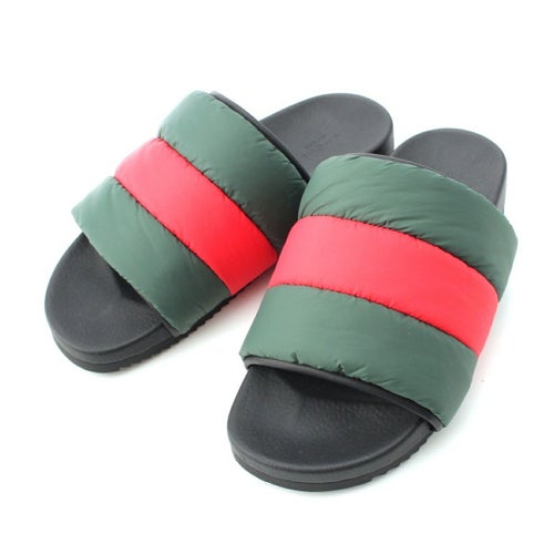 グッチ ナイロン シェリーライン パテッド サンダル グリーン レッド 40