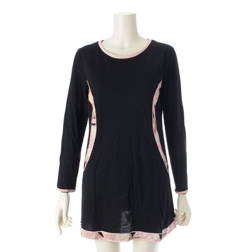 レオナール ウール フラワー 花柄 ワンピース ドレス チュニック 0349950 ブラック 38