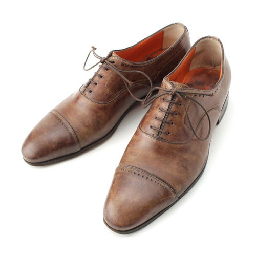 サントーニ レザー パンチドキャップトゥ オックスフォード ドレスシューズ ビジネスシューズ 11404 ブラウン 6 1/2