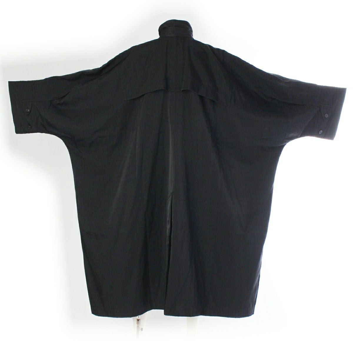 ISSEY MIYAKE 80s 筆タグ 変形ドレープコート 黒L 美品 イッセイミヤケ 80s ナイロン 筆タグ 変形 イカ ステンカラーコート