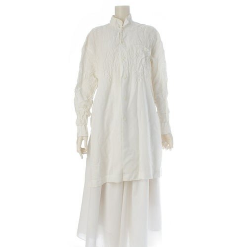 イッセイミヤケ 90s 1994 94年 ペルマネンテ PERMANENTE 切替 シワ加工 シャツ ブラウス トップス ホワイト M