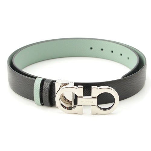 サルヴァトーレフェラガモ レザー ダブルガンチーニ リバーシブル ベルト ブラック×ミント