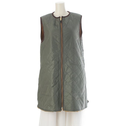 バーブァー キルティングファー リバーシブル ベスト 242LLIS003 カーキ×ブラウン 10