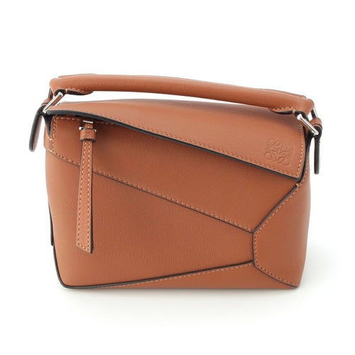 ロエベ パズル エッジ ミニ レザー アナグラム 2WAY ショルダー ハンドバッグ A510P88X26 ブラウン タン