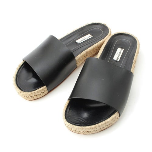 バレンシアガ レザー エスパドリーユ サンダル ブラック 38