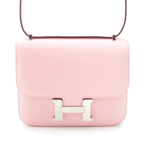 エルメス U刻 シェーブル コンスタンス3 ミニ シルバー金具 ショルダーバッグ ローズサクラ