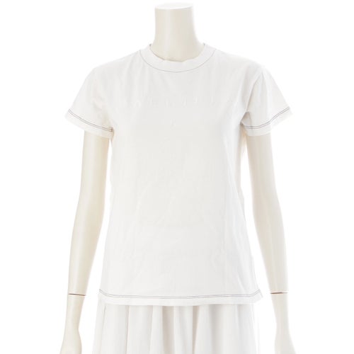 エムエムシックス 21AW ロゴ 刺繍 クルーネック 半袖Ｔシャツ トップス ホワイト S