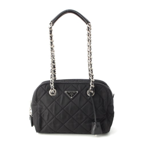 プラダ テスートインプントゥ トライアングルロゴ キルティング チェーン ショルダーバッグ 1BB072 ブラック