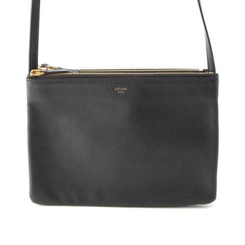 セリーヌ トリオ レザー ショルダーバッグ ブラック