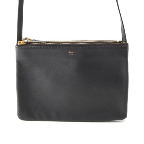 セリーヌ トリオ レザー ショルダーバッグ ブラック