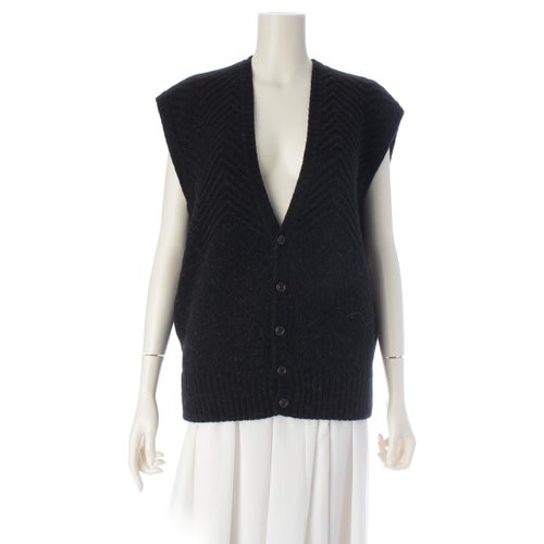 イッセイミヤケ オールスタイル 70-80s ジグザグ 変わり編み ニットセーター ベスト ブラック