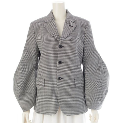 コムデギャルソン 25AW AD2025 ウール 袖 デザインカット 千鳥柄 テーラードジャケット GP-J028 ブラック×ホワイト S