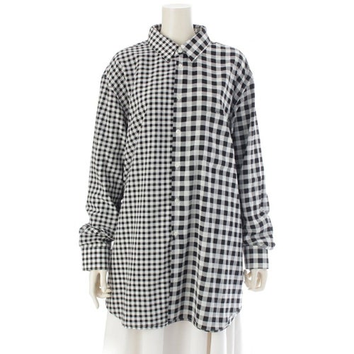 コムデギャルソン 25AW AD2025 2重 デザイン チェック 長袖シャツ トップス GP-B003 ブラック ホワイト XS