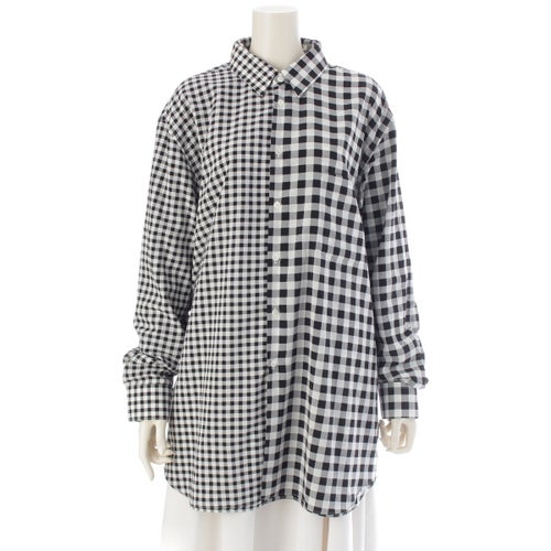 コムデギャルソン 25AW AD2025 2重 デザイン チェック 長袖シャツ トップス GP-B003 ブラック ホワイト XS