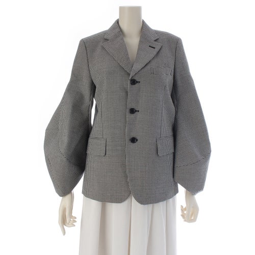 コムデギャルソン 25AW AD2025 ウール 千鳥柄 袖 デザインカット テーラードジャケット アウター GP-J028 ブラック×ホワイト XS