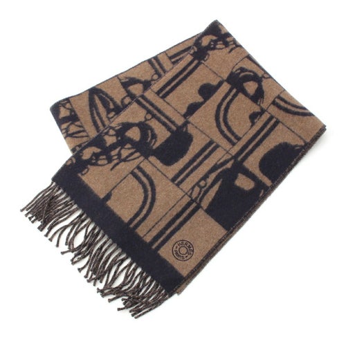 エルメス カシミヤ Brides de Gala 無秩序 マフラー ブラウン ブラック