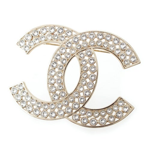 シャネル B23S ラインストーン ココマーク ブローチ アクセサリー ゴールド