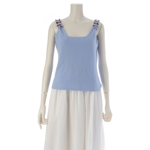 シャネル カシミヤ 02A ココマーク ニット タンクトップ トップス P20179 ブルー 42