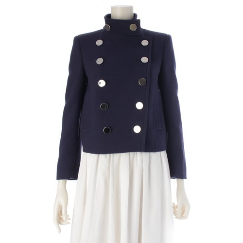 グッチ 2014 ウール ロゴ ボタン ショート テーラードジャケット 354220 ネイビー 36