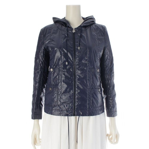 シャネル ナイロン ブルゾン ココマーク ジップアップ フード付き ジャケット P43462 ネイビー 38