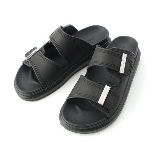 アレキサンダーマックイーン ラバー ハイブリッド スライド サンダル ブラック 38
