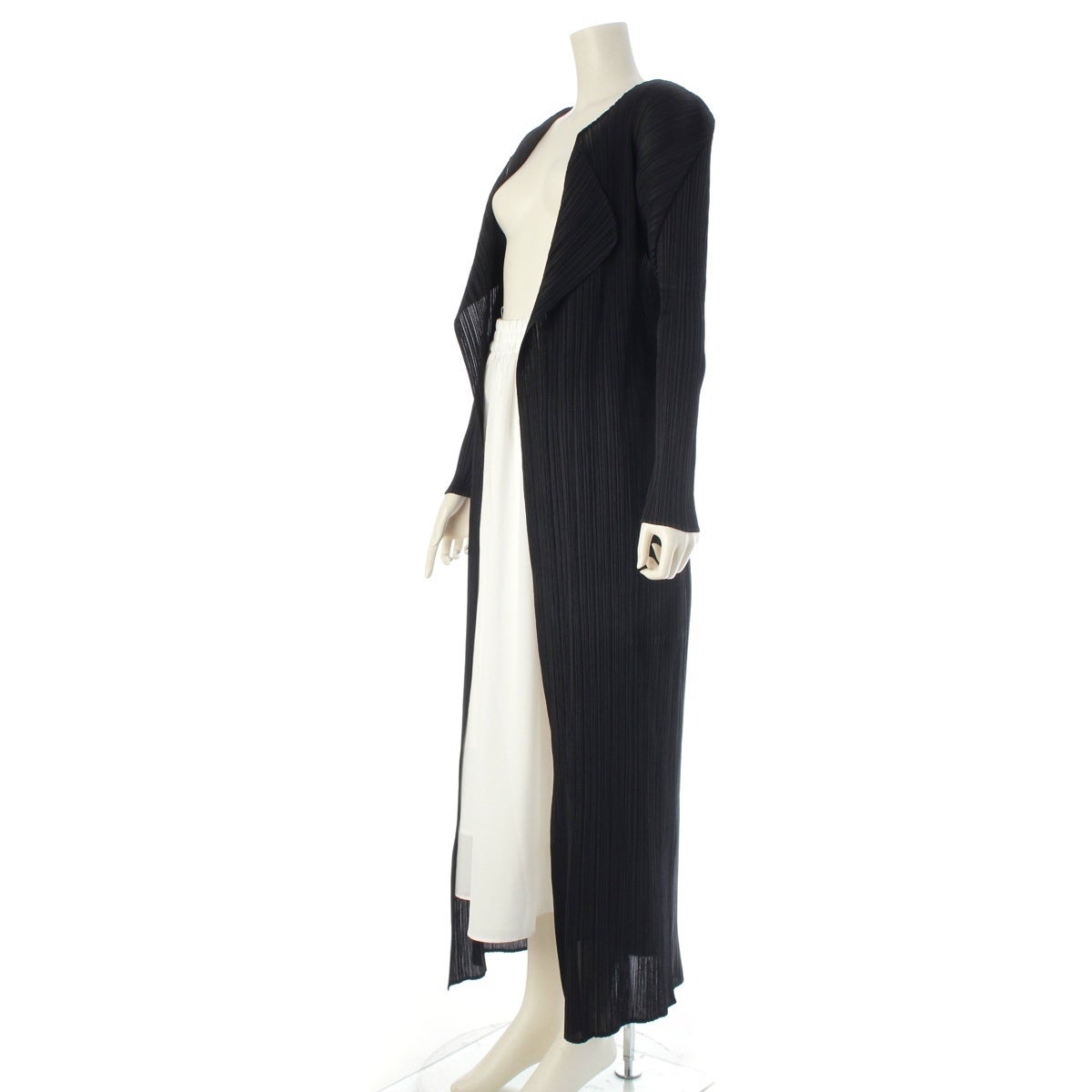 極美品△PLEATS PLEASE プリーツプリーズ イッセイミヤケ PP05-JA001 フロントオープン 長袖 ロング カーディガン グレー 2 日本製 正規品 レディース プリーツプリーズ イッセイミヤケ ロング カーディガン トップス PP05