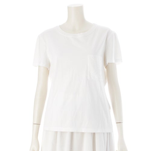 エルメス シェーヌダンクル 刺繍 クルーネック 半袖Ｔシャツ トップス 06-7704 ホワイト 38