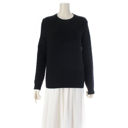 エルメス 22AW ヴァージンウール クルーネック ニット トップス 2E2624DE ブラック 38