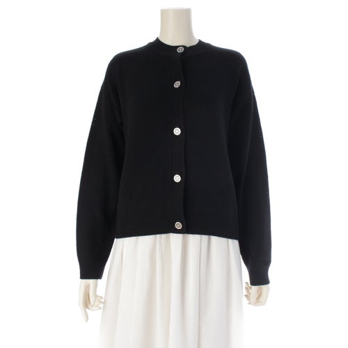 エルメス 26SS カシミヤ Hリフト 長袖 カーディガン 6E2721D12 ブラック 32