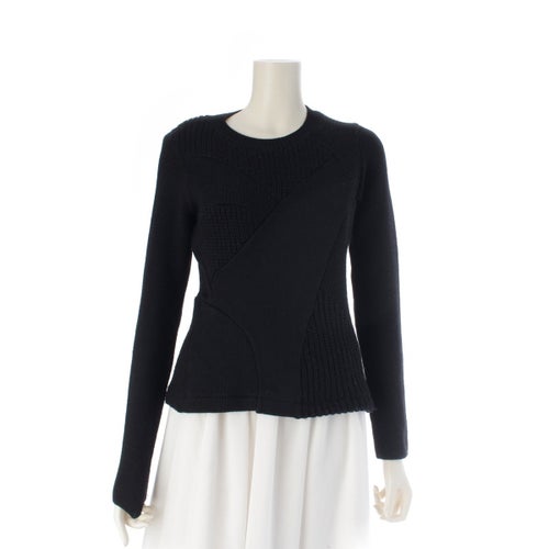 トリココムデギャルソン 90AW AD1990 ウール ヴィンテージ ドッキング ニット セーター TN-050370 ブラック