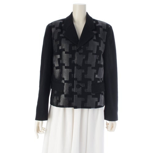 コムデギャルソン 91AW AD1991 ウール 総プリント テーラードジャケット GJ-05082 ブラック M