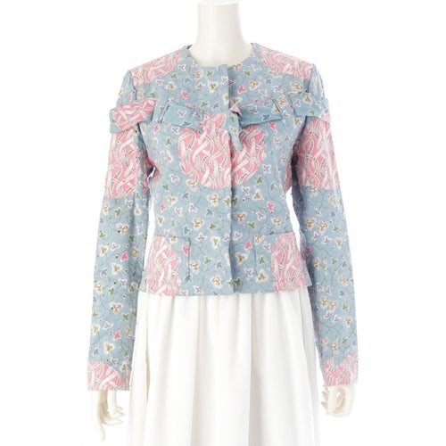 ディオール 03SS コットン ガリアーノ期トリム 総柄 デニムジャケット 3P12022121 ブルー 40