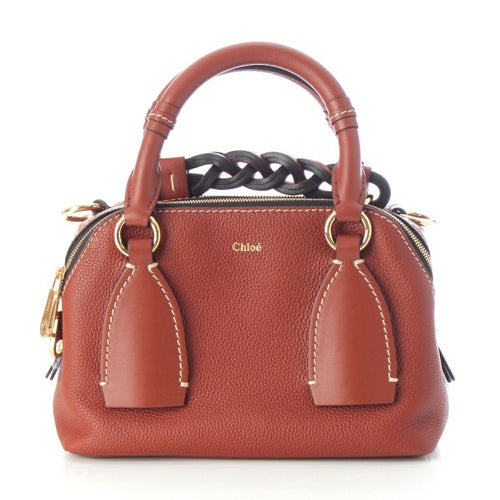 クロエ レザー ダリア ミニ 2WAY ハンドバッグ ブラウン系