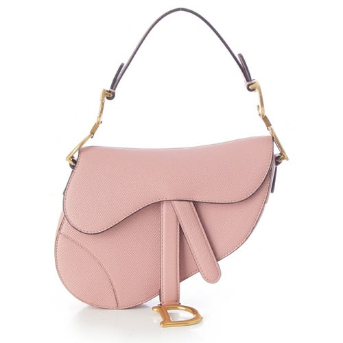 クリスチャンディオール レザー サドルバッグ ロゴ 2WAY ハンドバッグ ピンク