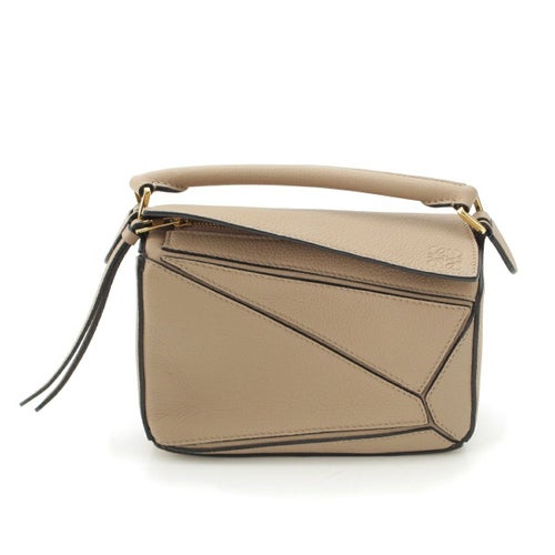 ロエベ パズルバッグ ミニ レザー 2WAY ショルダー ハンドバッグ ロゴ サンド ベージュ