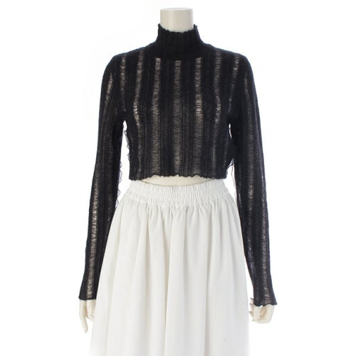 フェンディ モヘヤ ウール ニット デザイン ハイネック セーター FZX892 ブラック 36