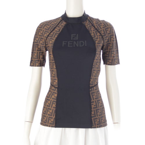フェンディ ズッカ ロゴ ストレッチ トップス FAF176 ブラウン ブラック 38