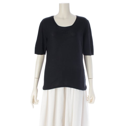 シャネル 98P シルク ココマーク 半袖 ニット P10617 ブラック 44