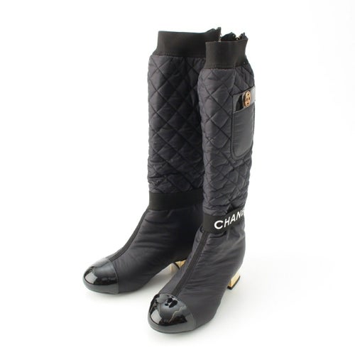 シャネル 21A ナイロン 2way ココマーク ロゴ 取外し可能 ブーツ ブラック 35 2/1C