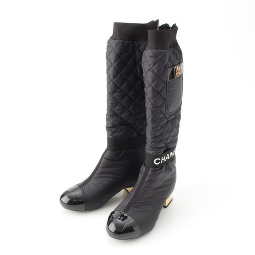 シャネル 21A ナイロン 2way ココマーク ロゴ 取外し可能 ブーツ ブラック 35 2/1C