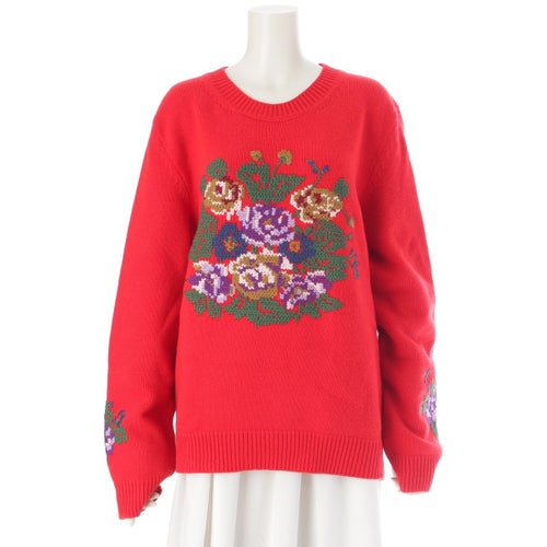 グッチ ウール フローラル クールネック ニット セーター 430308 レッド XL