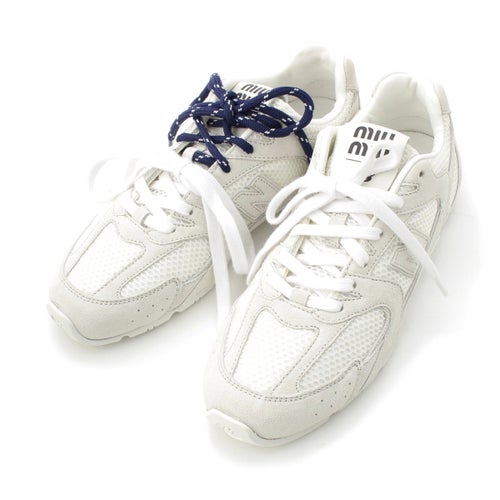 ミュウミュウ ニューバランス New Balance 530SL スウェード メッシュ ロートップ スニーカー 5E165E ホワイト 38 1/2