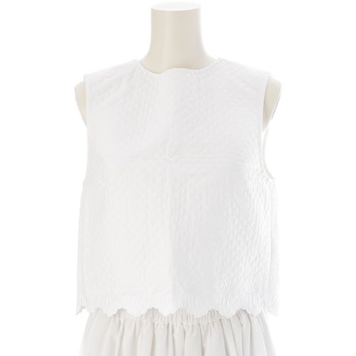 パトゥ 25SS キルティング ボタニカル エンブロイダリー 刺繍 ベスト ジレ 25S-T0160-0210 ホワイト 36