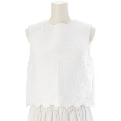 パトゥ 25SS キルティング ボタニカル エンブロイダリー 刺繍 ベスト ジレ 25S-T0160-0210 ホワイト 36