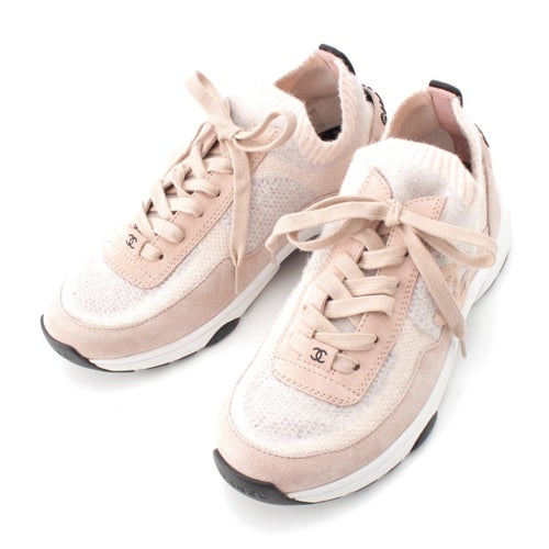 シャネル 23B ココマーク ニット ソックス スニーカー シューズ G38750 ピンク 36